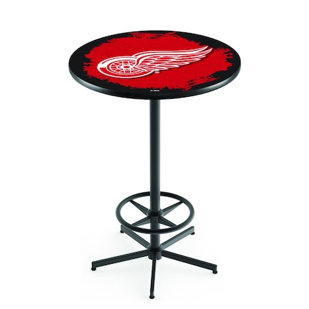 Holland Bar Stool Co 42" Black Detroit Red Wings Pub Table L216B4228DetRed